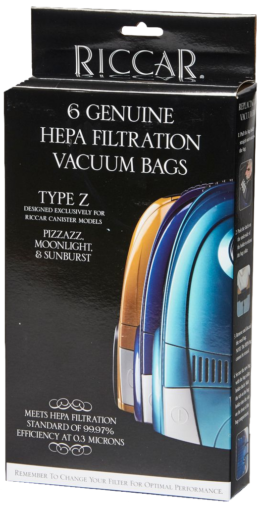 thumbnail image 2 of HEPA Type Z Vacuum Bags (6-Pack) - Fits Riccar Moonlight, Sunburst, Pizzaz & More 2 of 5